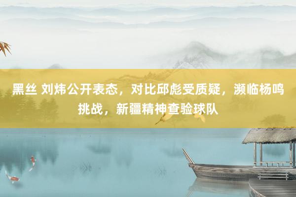 黑丝 刘炜公开表态，对比邱彪受质疑，濒临杨鸣挑战，新疆精神查验球队