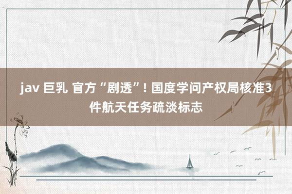 jav 巨乳 官方“剧透”! 国度学问产权局核准3件航天任务疏淡标志