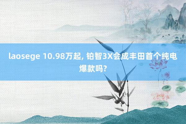 laosege 10.98万起, 铂智3X会成丰田首个纯电爆款吗?