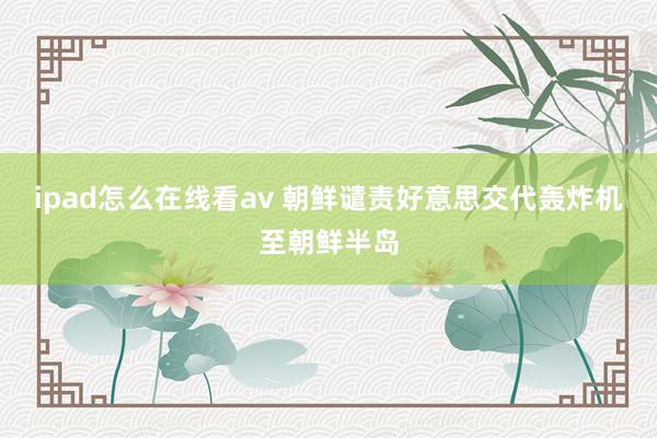 ipad怎么在线看av 朝鲜谴责好意思交代轰炸机至朝鲜半岛