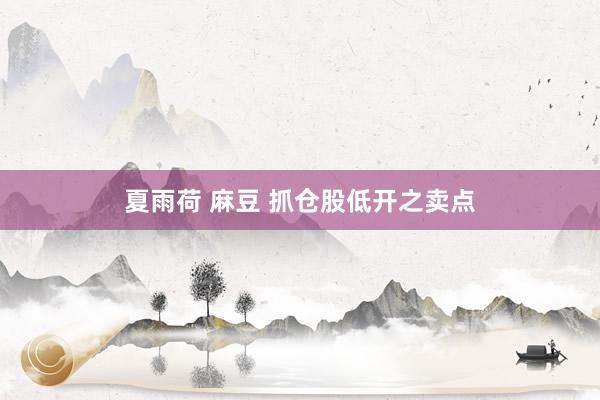夏雨荷 麻豆 抓仓股低开之卖点