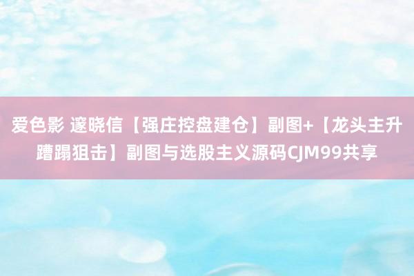 爱色影 邃晓信【强庄控盘建仓】副图+【龙头主升蹧蹋狙击】副图与选股主义源码CJM99共享