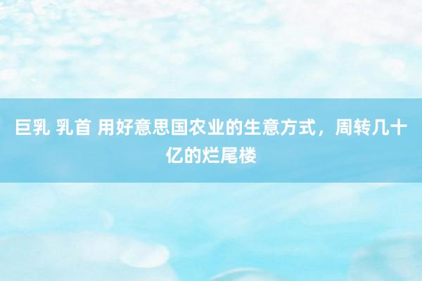 巨乳 乳首 用好意思国农业的生意方式，周转几十亿的烂尾楼