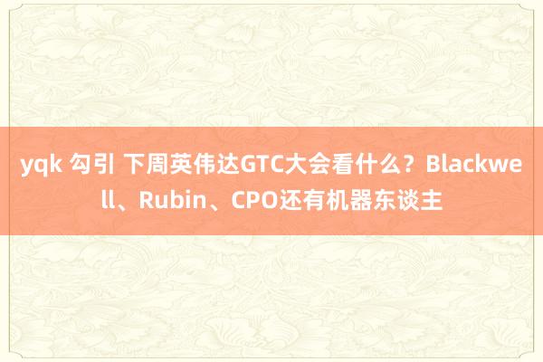 yqk 勾引 下周英伟达GTC大会看什么？Blackwell、Rubin、CPO还有机器东谈主